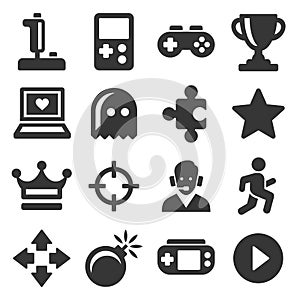 Video Game and Controller Icons Set. Vector