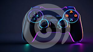 video game controller in neon light. Generative AI