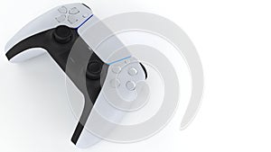 Video game controller and new generation, futuristic wireless technology on white background. 3d rendering