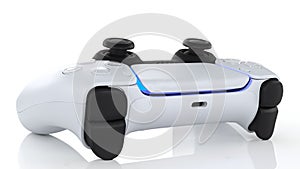 Video game controller and new generation, futuristic wireless technology on white background. 3d rendering