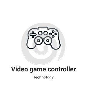 Video game controller outline vector icon. Thin line black video game controller icon, flat vector simple element illustration
