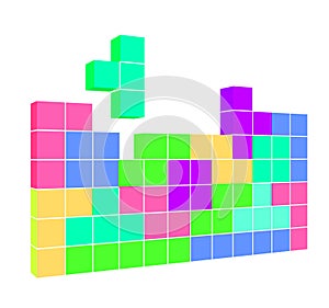 Video game with cubes - puzzle game illustration - 3D cubes