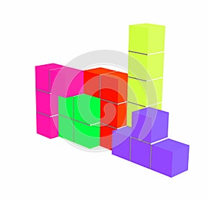 Video game with cubes - puzzle game illustration - 3D cubes