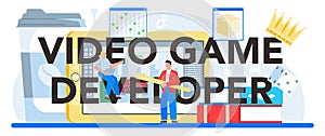Video game developer typographic header. Creative process