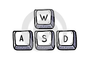 Video game doodle - WASD keyboard