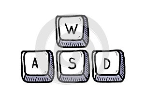 Video game doodle - WASD keyboard photo
