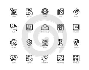 Video game genres icons in  line style photo