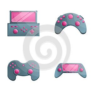 Video game icons set cartoon vector. Gaming gadget