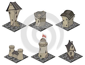 A video game objects: medieval building set