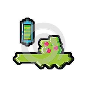 video game pixelated bush with battery