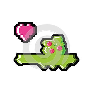 video game pixelated bush with heart