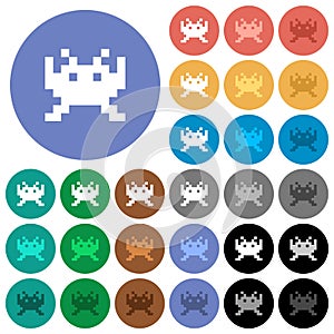 Video game round flat multi colored icons