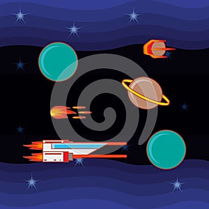 video game space ship with planets