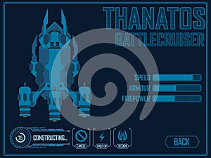 Video game space ship