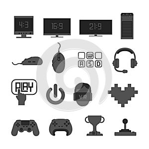 Video games, computer and monitor icons