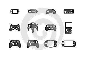 Video games joystick icons set