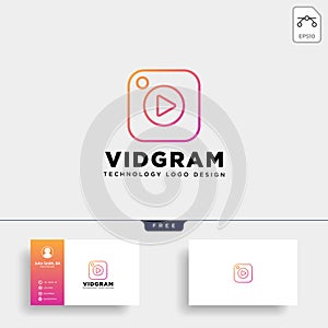 video gram insta creative line logo template vector illustration