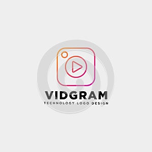 video gram insta creative line logo template vector illustration