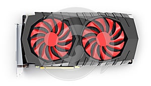 Video Graphic card GPU top view isolated on white background 3d render