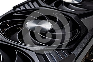 Video graphics card coolers. Gpu background close up