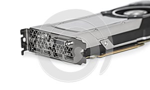 Video Graphics card with powerful GPU on white backgrou