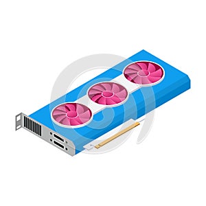 Video Graphics Cards for cryptocurrency mining. 3D Modern flat design. Illustration isometric style isolated on white