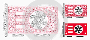 Video Graphics GPU Card Vector Mesh Network Model and Triangle Mosaic Icon