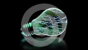 Video Of Green Moving Water Inside A Light Bulb Against A Black Background