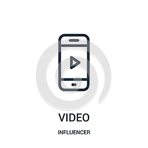 video icon vector from influencer collection. Thin line video outline icon vector illustration