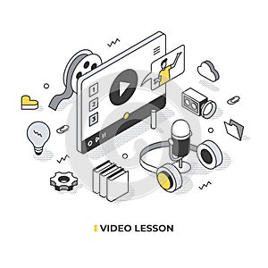 Video Lesson Isometric Illustration