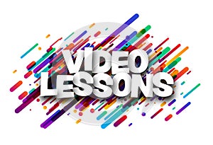 Video lesson sign over colorful brush strokes backgaround