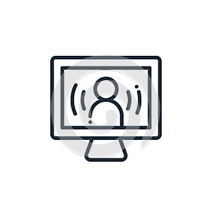 video lesson vector icon isolated on white background. Outline, thin line video lesson icon for website design and mobile, app