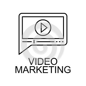 video marketing line icon. Element of seo and web optimization icon with name for mobile concept and web apps. Thin line video