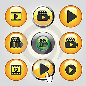 Video media icons - buttons to play video, film