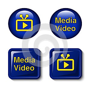 Video media icons for tv screen - buttons