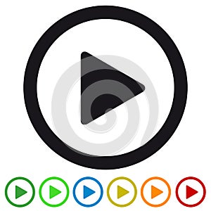 Video Media Play Button Flat Icon For Apps And Websites - Colorful Vector Illustration - Isolated On White