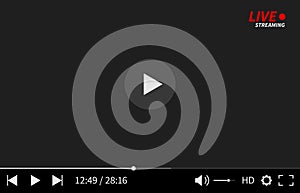 Video media player. Modern social media web digital interface display mobile app, online window play video control