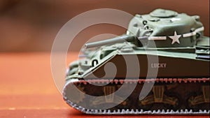 Video miniature main battle tank Sherman from world war 2