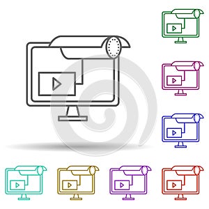 Video monitoring multi color icon. Simple thin line, outline vector of security icons for ui and ux, website or mobile application
