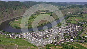 Video of Mosel loop near German village Bremm in Rhineland-Palatinate during daytime