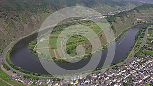 Video of Mosel loop near German village Bremm in Rhineland-Palatinate during daytime