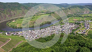 Video of Mosel loop near German village Bremm in Rhineland-Palatinate during daytime