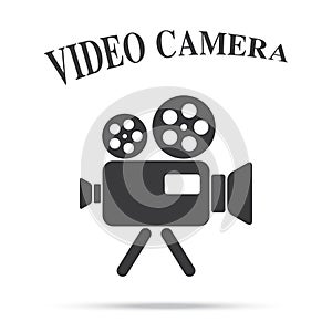 Video movie camera vintage icon isolated background