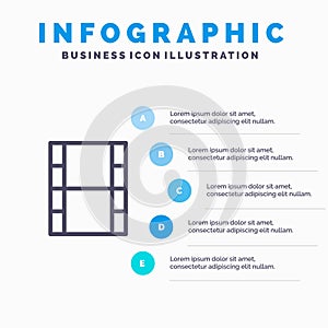 Video, Movie, Film Line icon with 5 steps presentation infographics Background