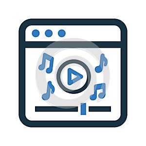 Video, music, tutorial icon. Simple editable vector design isolated on a white background