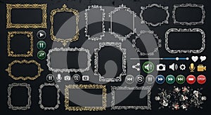 Video overlay frames borders icons set for editing graphics