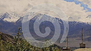 Video panorama over the mountain range of Ladakh with a focus on Stok Kangri peak