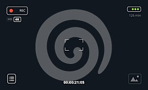 Video or photo camera viewfinder recording interface.
