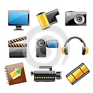 Video and photo icon set