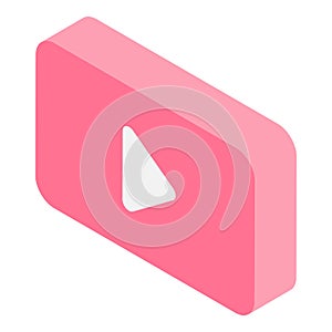 Video play button icon, isometric style